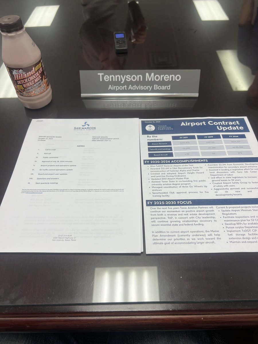 TennysonMoreno's tweet photo. Another Airport Advisory Board meeting in the books! 
•
•
•
#TeamTennyson #txledge #TennysonMoreno  #TXHD45 #HD45 #GOP #DrippingSprings #DrippingSpringTX #SanMarcos #SanMarcosTX #Kyle #KyleTX #Buda #BudaTX #TXST https://t.co/c3YGjJn3Fn
