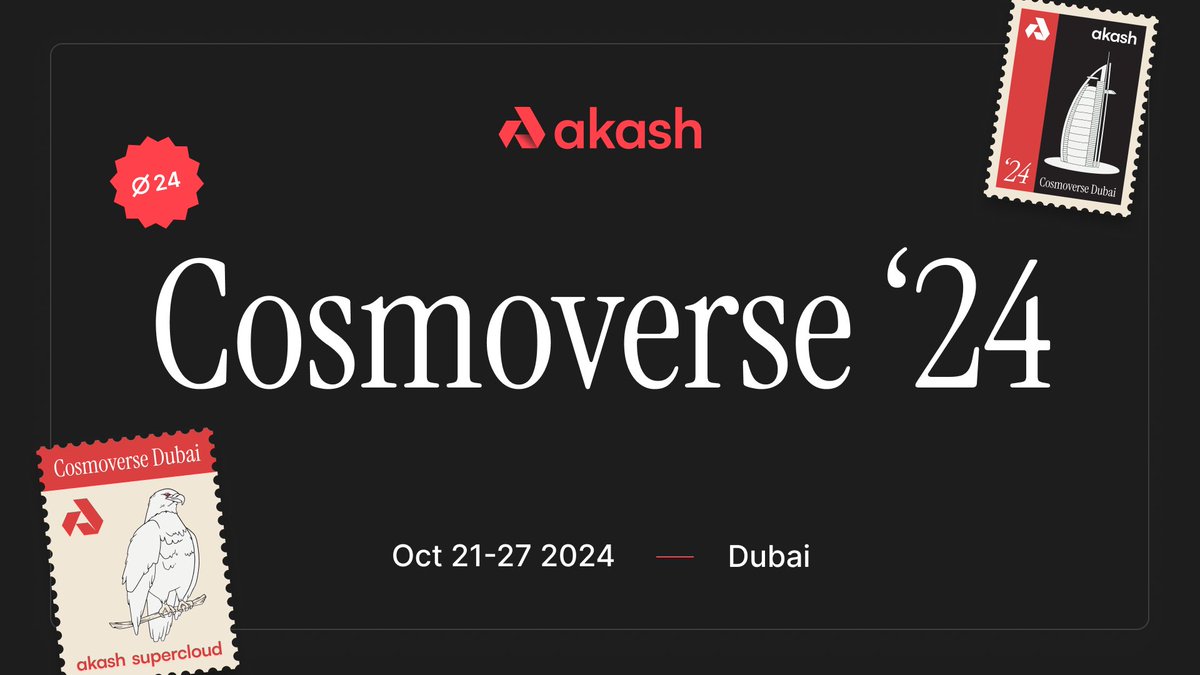 akashnet's tweet image. The Akash core team and community are heading to Dubai for @CosmoverseHQ next week. 

This is a great chance to connect with the team in person and get to know the Akash Supercloud.

Check out the full schedule of events and appearances below.