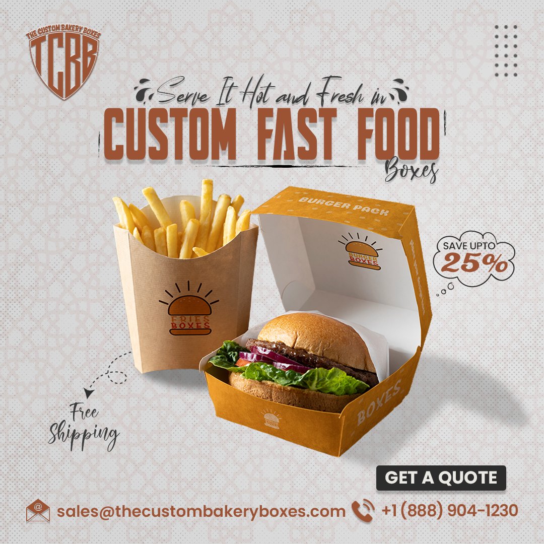 custombakerybox's tweet image. 𝗦𝗲𝗿𝘃𝗲 𝗜𝘁 𝗛𝗼𝘁 𝗮𝗻𝗱 𝗙𝗿𝗲𝘀𝗵 𝗶𝗻 𝗖𝘂𝘀𝘁𝗼𝗺 𝗙𝗮𝘀𝘁 𝗙𝗼𝗼𝗱 𝗕𝗼𝘅𝗲𝘀
Explore more:  
thecustombakeryboxes.com/product/custom…
Email us at: sales@thecustombakeryboxes.com   
 Call us at: +1 (888) 904-1230
#CustomFastFoodBoxes #ServeItHot #FreshFood #FastFoodPackaging #USA