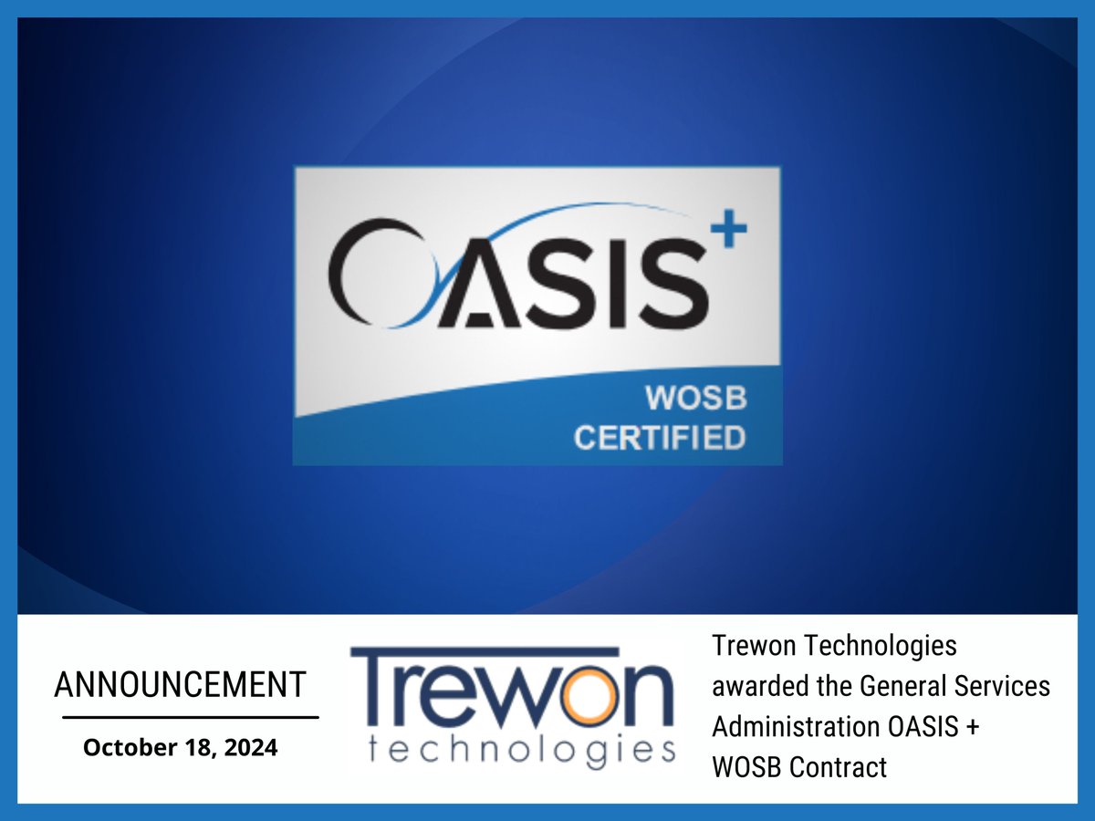 TrewonTech's tweet image. Trewon Technologies | Inc 5000 Company is proud to announce that it has been awarded the GSA One Acquisition Solution for Integrated Services Plus (OASIS+) Woman Owned Small Business Government-Wide Acquisition Vehicle Contract (GWAC).
To learn more visit: lnkd.in/djnGeTMT