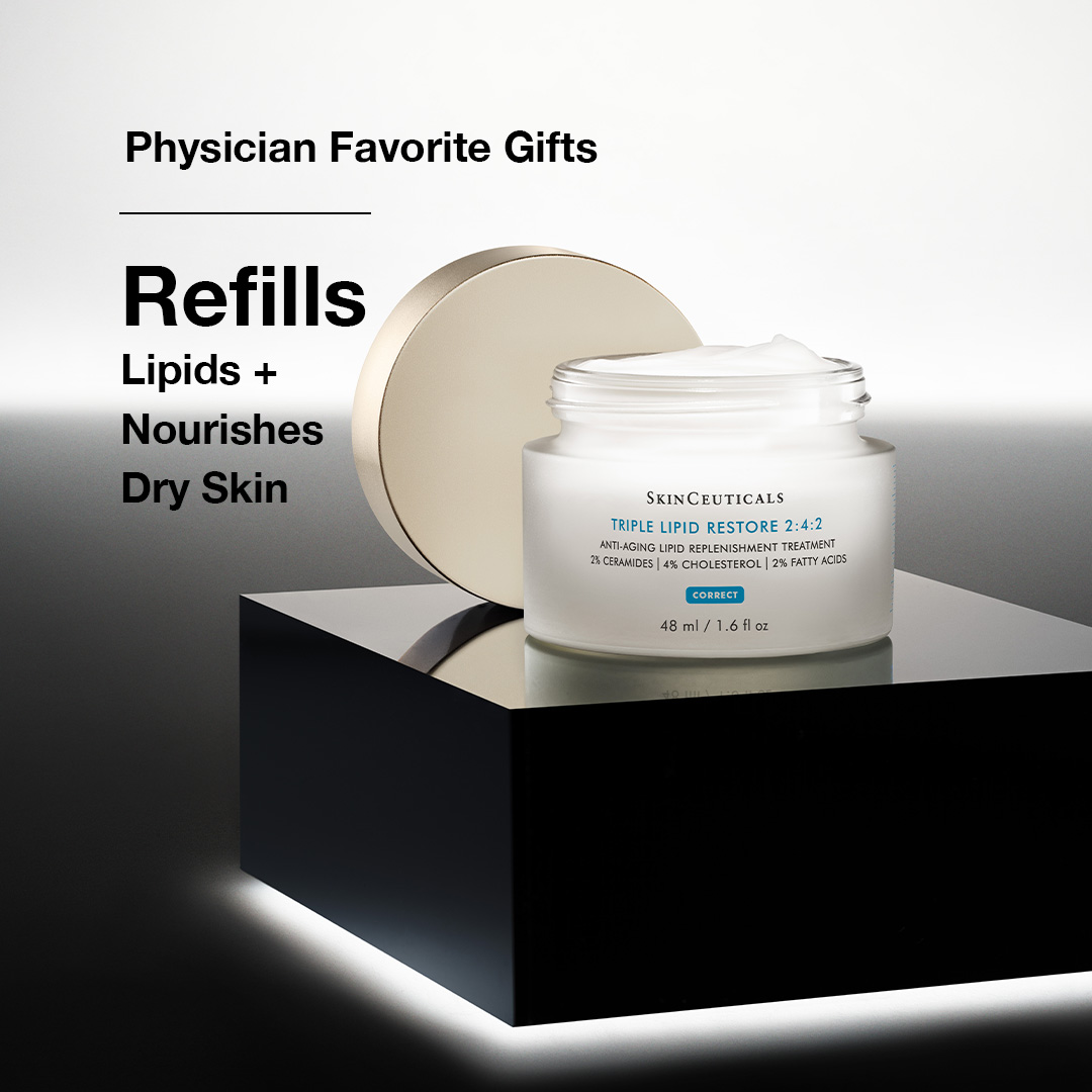 A physician favorite for the holiday season, Triple Lipid Restore 2:4:2. Our patented anti-aging cream which refills cellular lipids and nourishes dry skin. 

#DrySkin #Moisturizer #Holiday #Gifting