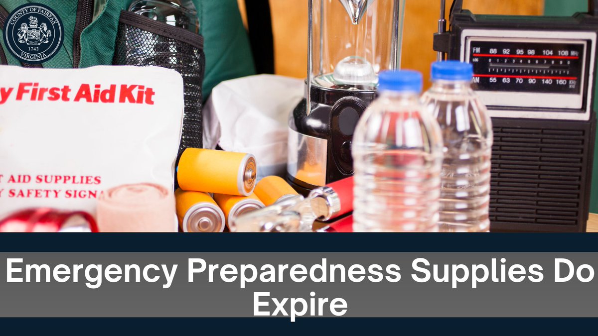 ReadyFairfax's tweet photo. Don't forget: emergency preparedness supplies do expire! Take time to check your kits regularly and replace items as needed to stay ready for anything. https://t.co/mxDhopuwty