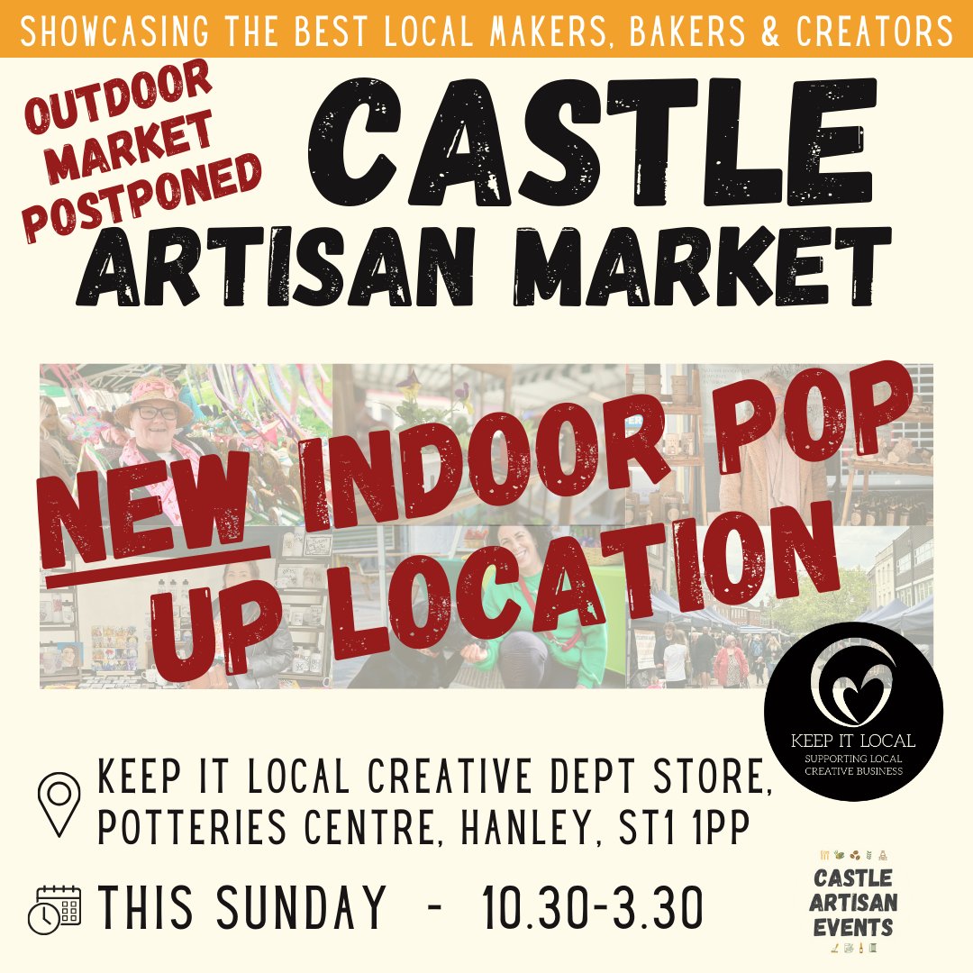 castleartisan's tweet image. Absolutely gutted we won't be on The Stones this Sunday due to the ridiculous wind speeds forecast 
BUT worry not #CastleArtisan Fans thanks to our buds at #KeepItLocal we have a NEW INDOOR LOCATION and it couldn't be anymore perfect &amp;lt;3 
#Staffordshireevents #ArtisanMarket