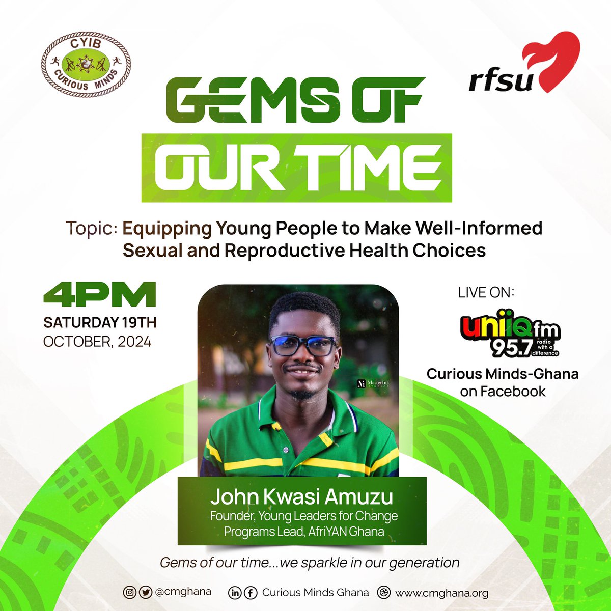 The weekend is here and as usual, we’ll be coming your way with insightful discussions pertaining to children and young people’s development. 

If you’re Accra, Wa, Tamale or Cape Coast, see below for more information on how you can join the discussion in your region.

#CMGhana