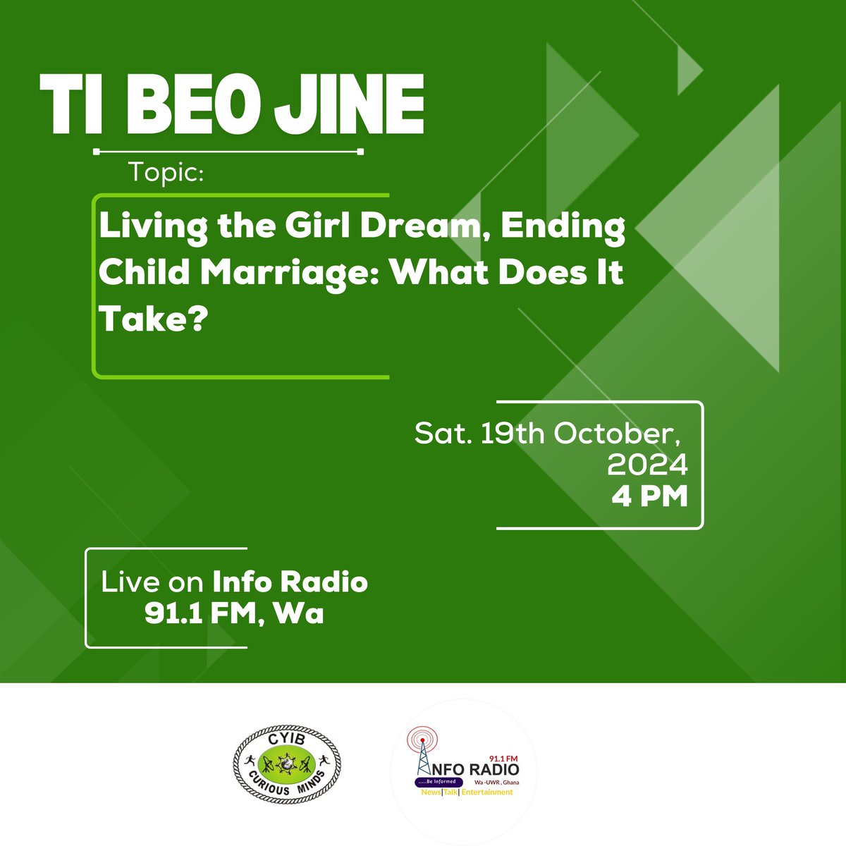cmghana's tweet photo. The weekend is here and as usual, we’ll be coming your way with insightful discussions pertaining to children and young people’s development. 

If you’re Accra, Wa, Tamale or Cape Coast, see below for more information on how you can join the discussion in your region.

#CMGhana https://t.co/0zs9XUu9il