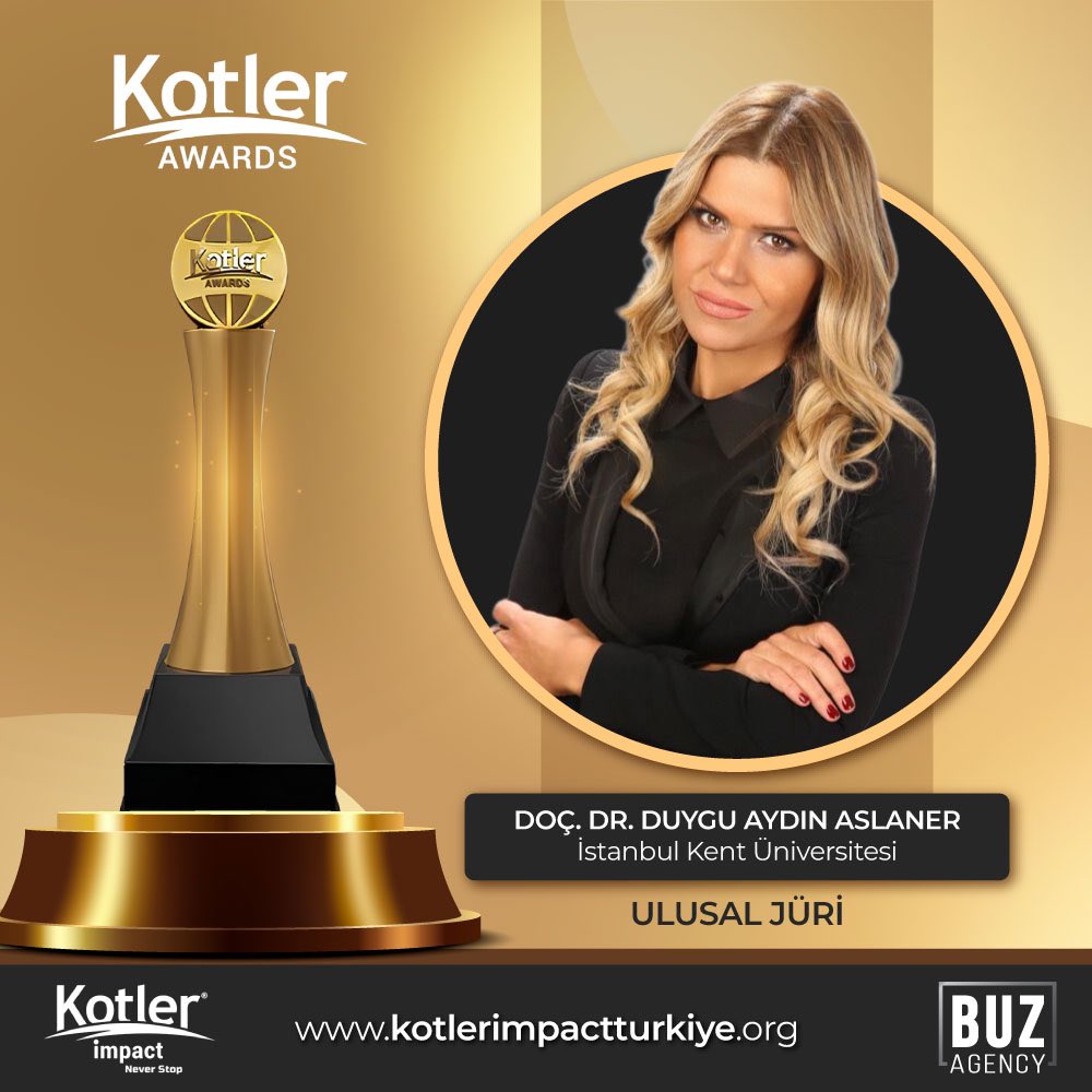 kotlerimpacttr's tweet photo. 🌟 Kotler Awards Türkiye Jürisinde: Doç. Dr. Duygu ASLANER! 🌟
 
Bütünleşik Pazarlama İletişimi Yönetimi üzerine yüksek lisansını tamamlayan @daydinaslaner , 2017 yılında Medya Çalışmaları üzerine doktorasını almıştır. Aynı zamanda sektörde kuşaklar üzerine çeşitli eğitimler veren ve marka danışmanlığı yapan Aydın Aslaner’in 2019 yılında Dijital Çağda Türkiye'de Kuşaklar ve Alışveriş adlı kitabı, 2021 yılında ise "Dijital Pazarlama İletişimi" ve "Dijital Çağda Z Kuşağı Gerçekleri" adlı editörlü kitapları yayımlanmıştır. Bugün profesyonel hayatına İstanbul Kent Üniversitesi Halkla İlişkiler ve Reklamcılık bölümünde akademisyen olarak devam ediyor.
 
Kotler Ödüllerine başvurmak için https://t.co/86ofmTsqOp web sitemizi ziyaret edin!
 Ön Başvuru Son Gün: 31.12.2024
Son Başvuru Günü: 10.03.2025