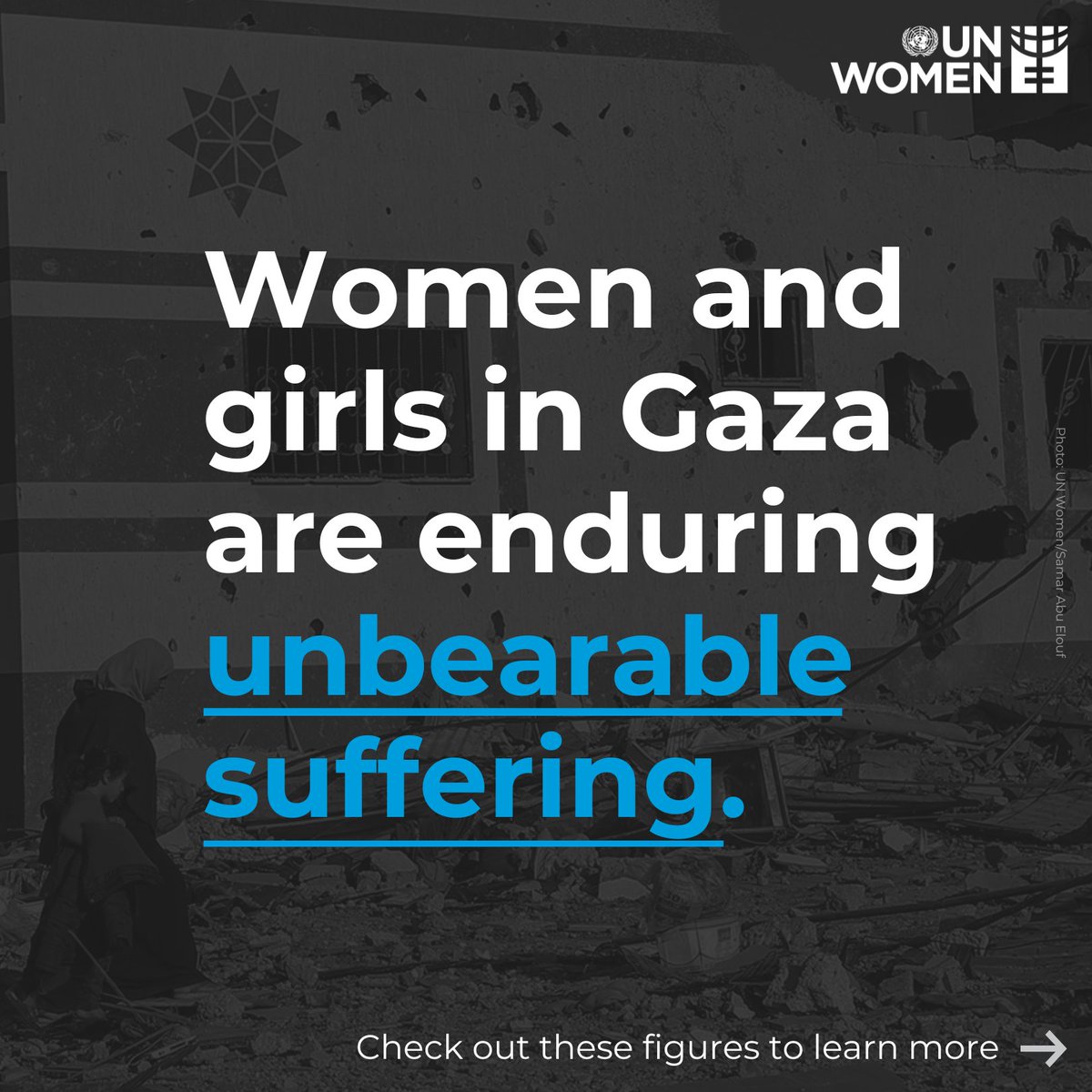 UN_Women's tweet photo. Women and girls in #Gaza are enduring unbearable suffering.

In Gaza:
🚨328,000 girls have lost access to education
🚨4 in 5 mothers are skipping meals to feed their children
🚨7,967 women have become the sole providers for their families

This war on women needs to stop NOW! https://t.co/gD0ec4Q9Sr