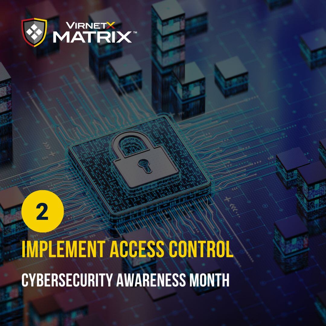 During Cybersecurity Awareness Month, invest in cybersecurity insurance to reduce financial risks and set up access controls to limit data exposure. Protect your business with these simple yet crucial steps. #SecureOurWorld #CybersecurityAwarenessMonth #VirnetX