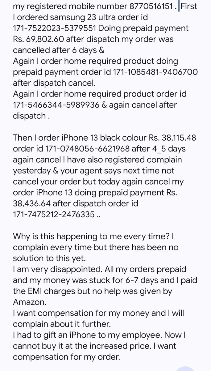 vt71631's tweet photo. Please help me All metter in attached file 
@amazonIN 
@AmazonHelp 
@amazon 
@flipkartsupport 
@jagograhakjago https://t.co/iXol7HYdrp