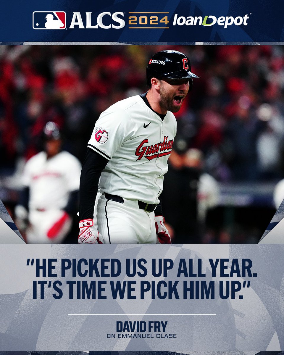 MLB's tweet photo. The @CleGuardians home run heroes from #ALCS Game 3 made sure they had their closer's back. https://t.co/2RCcBdIRBo