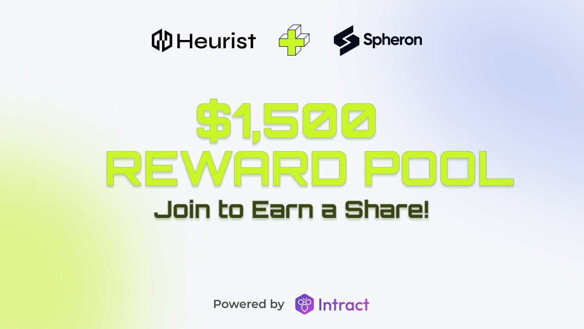 We've teamed up with @SpheronFDN to bring you a special collab campaign on @IntractCampaign

Get hands-on with Spheron's Fizz Node, dive deeper into Heurist's capabilities, and stand a chance to win from the $1500 prize pool! 

Ready to jump in? 👇 
intract.io/quest/671015e3…