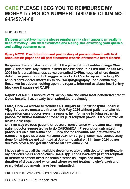 HotHead999111's tweet image. @irdaindia and #InsuranceOmbudsman should scan the social media to get an idea of how unethical insurers like @careinsuranceIN operate in the market by indiscriminately rejecting claims &amp;amp; pushing families to ruin.See this. The same modus operandi in my case also.