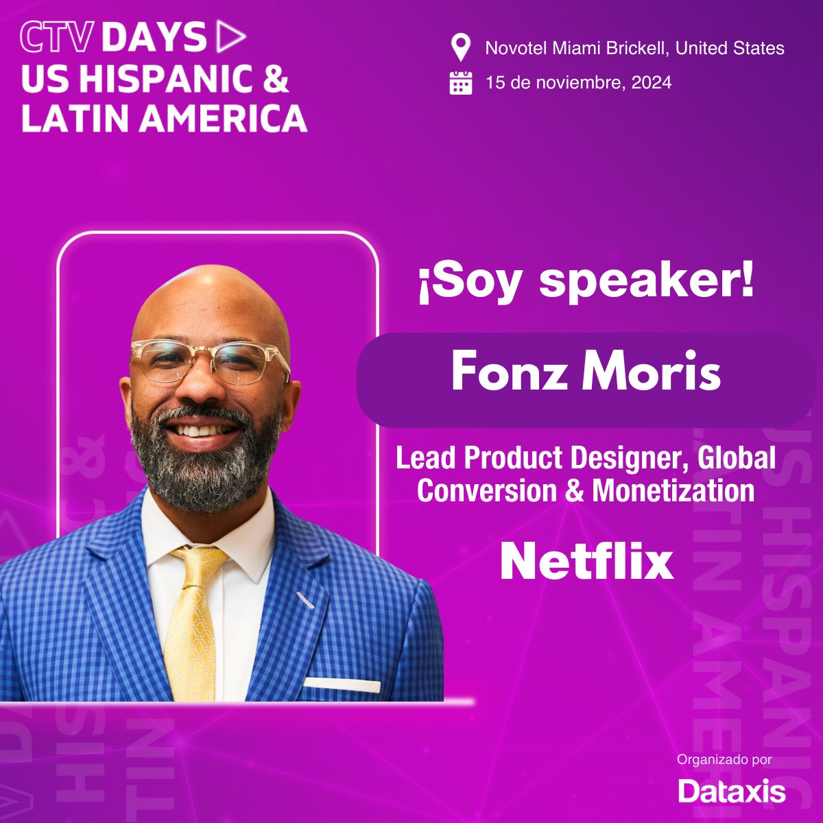 ¡Únete a Fonz Morris, Lead Product Designer, Global Conversion &amp; Monetization de <a href="/netflix/">Netflix</a> en CTV Days US Hispanic &amp; Latin America! 

No te lo pierdas en el panel "Evolución de la experiencia del usuario en streaming". 

Regístrate ahora: lnkd.in/eDf2EH5E

#UserExperience