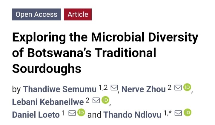 Botswana's #sourdough yeast isolates #Saccharomyces #cerevisiae, #Wickerhamomyces #anomalus, #Pichia #kudriazverii and #Kazachstania #humilis
#Botswana
#yeast

doi.org/10.3390/fermen…
