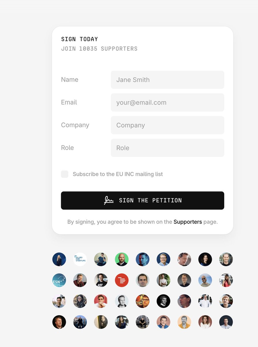Over 10,000 people signed the petition already! 🙀

What a week! 🔥❤️

Will publish the full roadmap to making the EU Inc real next week. Lots to show! We will make this happen. 🦾

-&gt; eu-inc.org