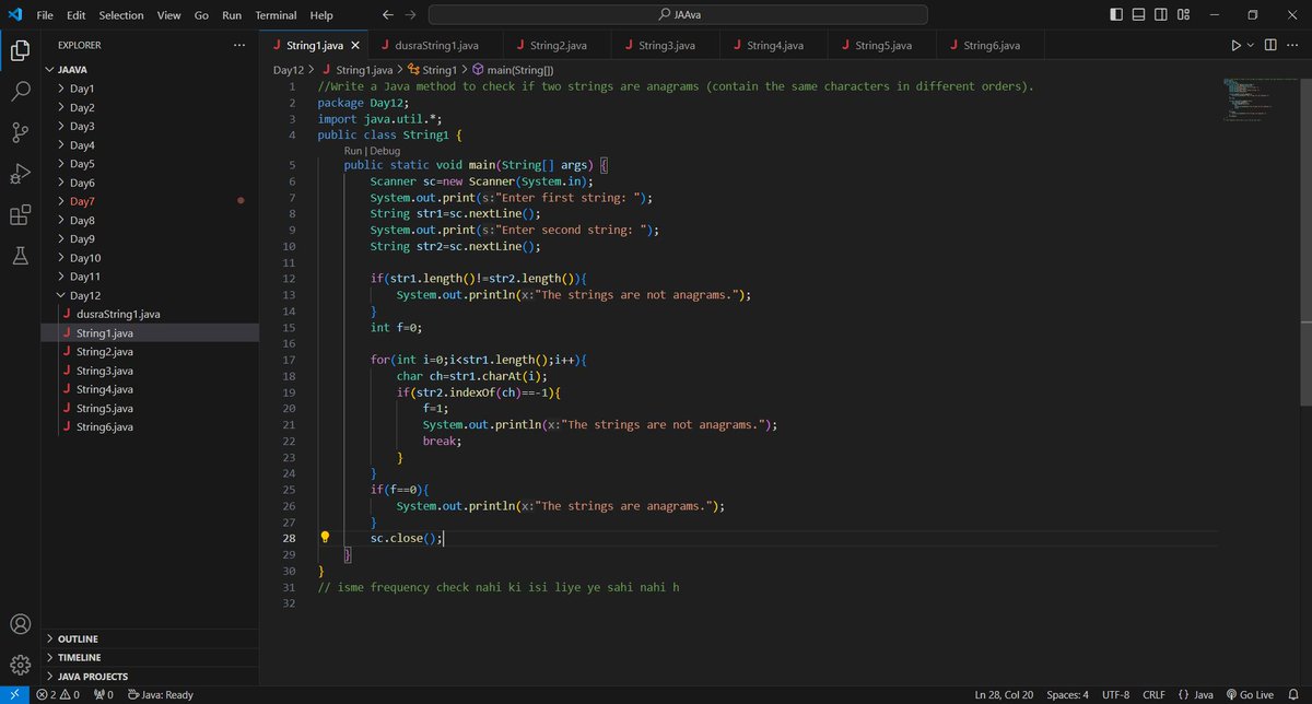 Aakarsh1388598's tweet photo. Day 12
String programs https://t.co/KGfYVyv4aD