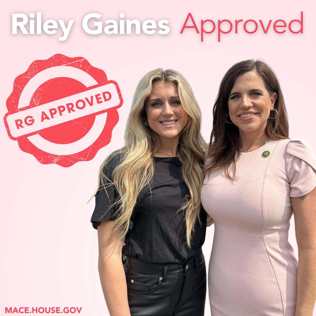 RepNancyMace's tweet photo. As one of the most outspoken members of Congress defending women's sports &amp; what it truly means to be a woman, you can count on us to make it clear: a woman’s best accessory is not a bulge. 

We will always be warriors for women. #RileyGainesApproved

Thank you, @RileyGaines. https://t.co/wVIil8TNx2