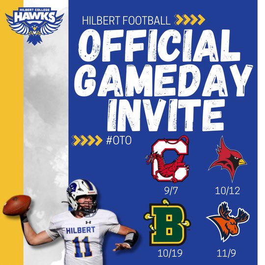 andrewwms1's tweet photo. I will be at @HilbertHawksFB for a game day visit against Utica!! https://t.co/nRLevAfho2