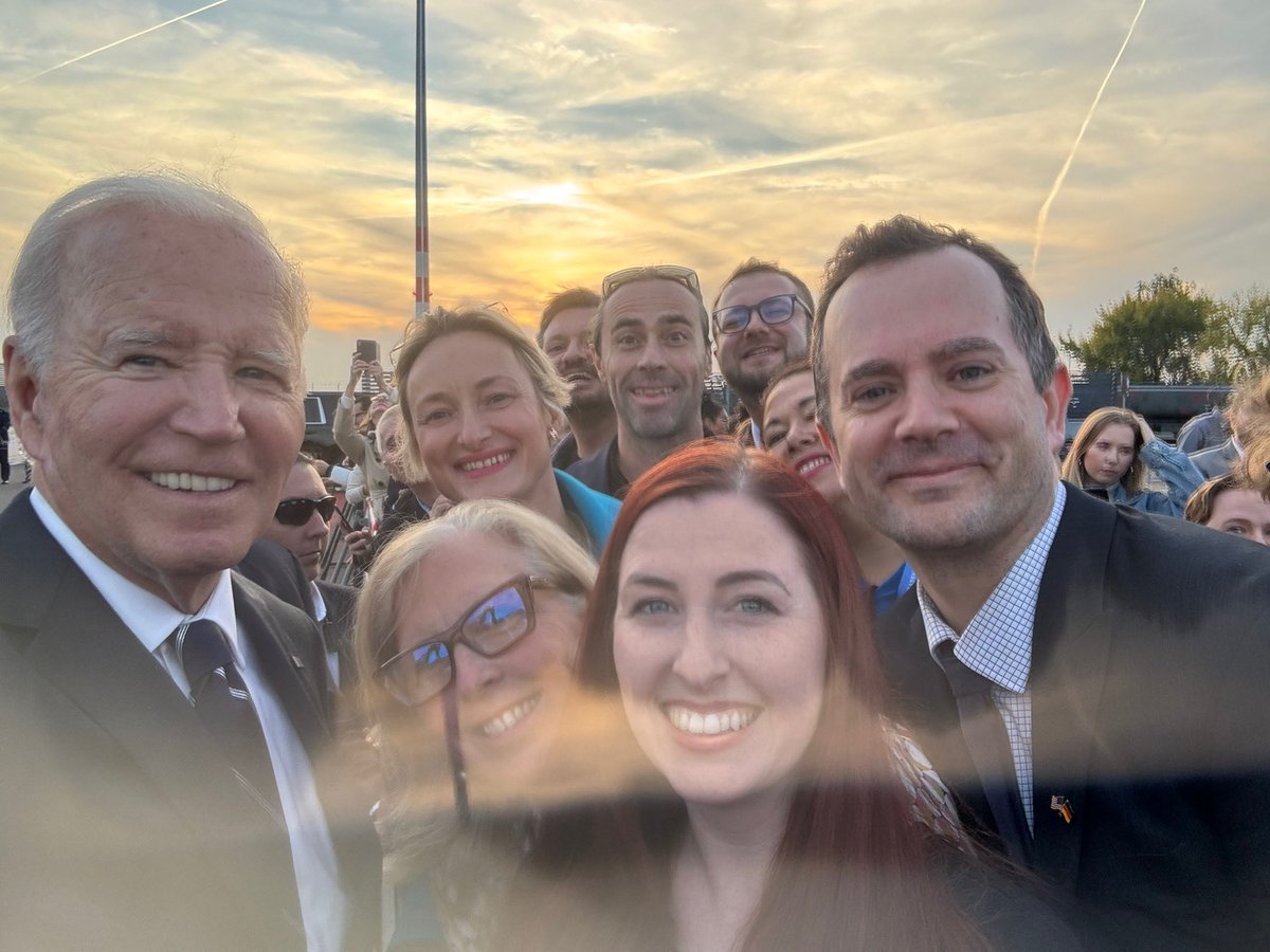 President Biden was in Berlin for 24 hours. He has to be exhausted and jet lagged, but he shook hands and spoke with all of us who were waiting to meet him.  He took selfies, made jokes, and was overwhelmingly kind and friendly. 

The best was when he told the girl beside us,