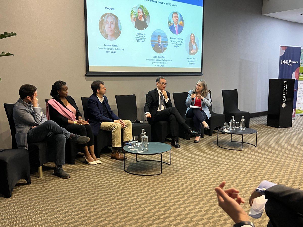 Este viernes se realizó el foro “Chile-Francia: un Futuro Juntos”, organizado por la <a href="/CCIFranceChili/">CámaraFrancoChilena</a>, donde nuestra Directora de Sustentabilidad de #EDFChile, Teresa Soffia, moderó el primer panel sobre el futuro de la energía y el camino a una matriz de carbono neutral.