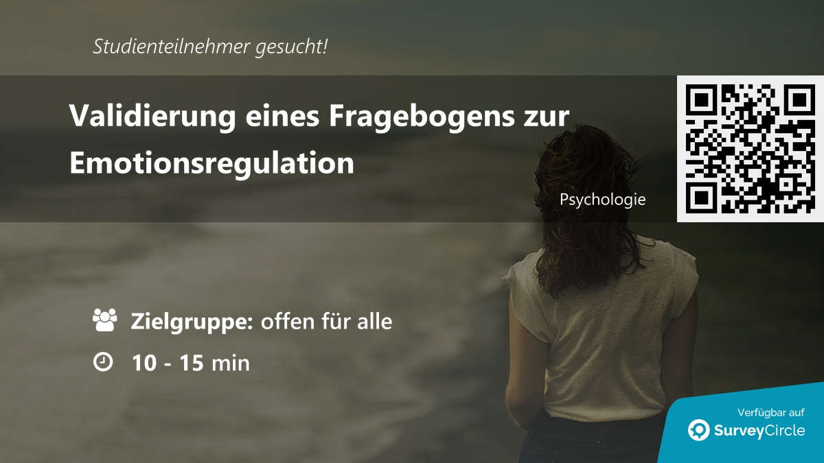 daily_research's tweet image. Teilnehmer für Online-Studie gesucht!

Thema: &quot;Validierung eines Fragebogens zur Emotionsregulation&quot; surveycircle.com/6LF4FL/ via @SurveyCircle #uni_mr

#emotionsregulation #validierung #DeutscheVersion #ceri #emotionen
