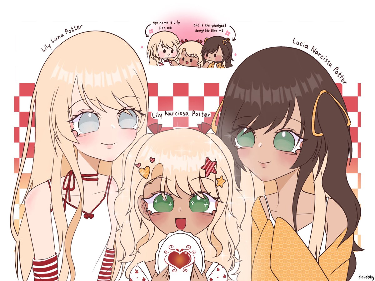 bleudoky's tweet photo. My baby girls and Lily from Ellie, she’s so cute and I can’t resist to draw her. Tysm Ellie ! 🫶🏻🫶🏻🫶🏻 https://t.co/BWBqiFklSv