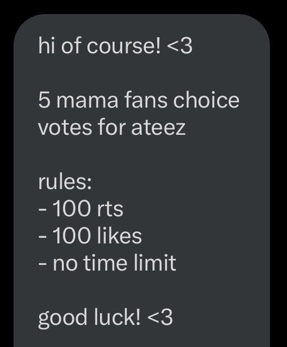 MR1ATOZ's tweet photo. 5 mama fans choice votes for ateez

rules:
- 100 rts
- 100 likes
- no time limit

good luck! <3
#ATEEZ #에이티즈 #2024MAMAVOTE https://t.co/PrNapNUQgY
