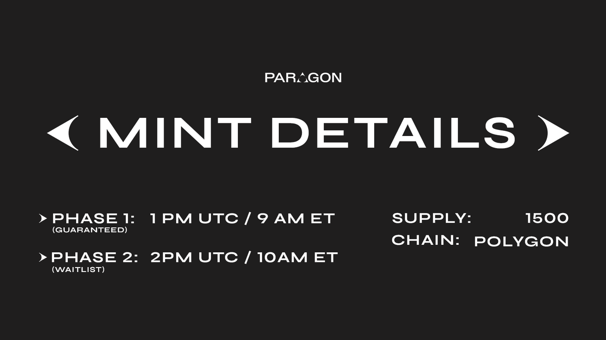 ▼▲▼▲▼▲▼▲▼▲▼▲▼▲▼▲▼▲▼▲▼▲▼
The mint is on the horizon. Ready?
▼▲▼▲▼▲▼▲▼▲▼▲▼▲▼▲▼▲▼▲▼▲▼

Check your wallet eligibility👇
mint.findtheparagon.com