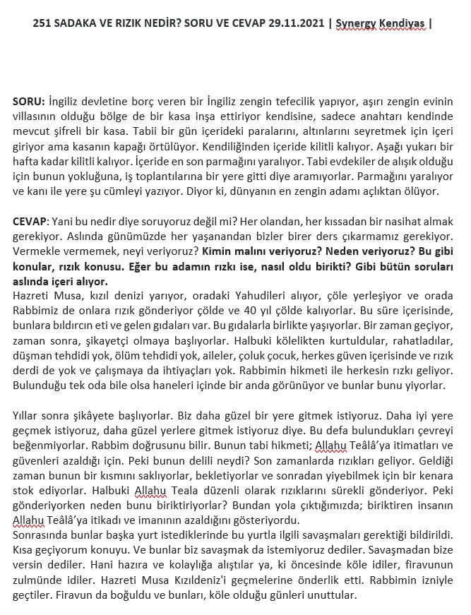 SynergyKendiyas's tweet photo. 🔴RIZIK, ZEKAT VE SADAKA
1-
▪️Rızık nedir? Tüm sahip olduklarımız bizim rızkımız mıdır?
▪️Rızık sadece mal mülk, yenilen içilen midir?
▪️Ahir zamandayız, imanımız zayıfladı, malımız da çoğaldı. Bütün malımızı bırakalım dağıtalım da öyle mi duralım? Hani Müslüman zengin olacaktı? https://t.co/8Om42jslf0