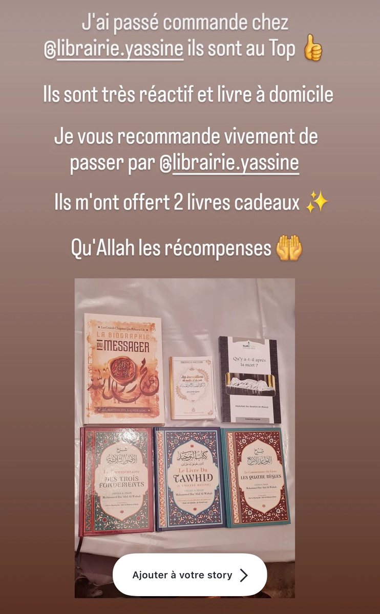 LibrairieYassn7's tweet photo. Vos retours nous font toujours aussi plaisir 

Qu’Allah vous récompense pour votre confiance 😍😍 https://t.co/snaAF5AGyR