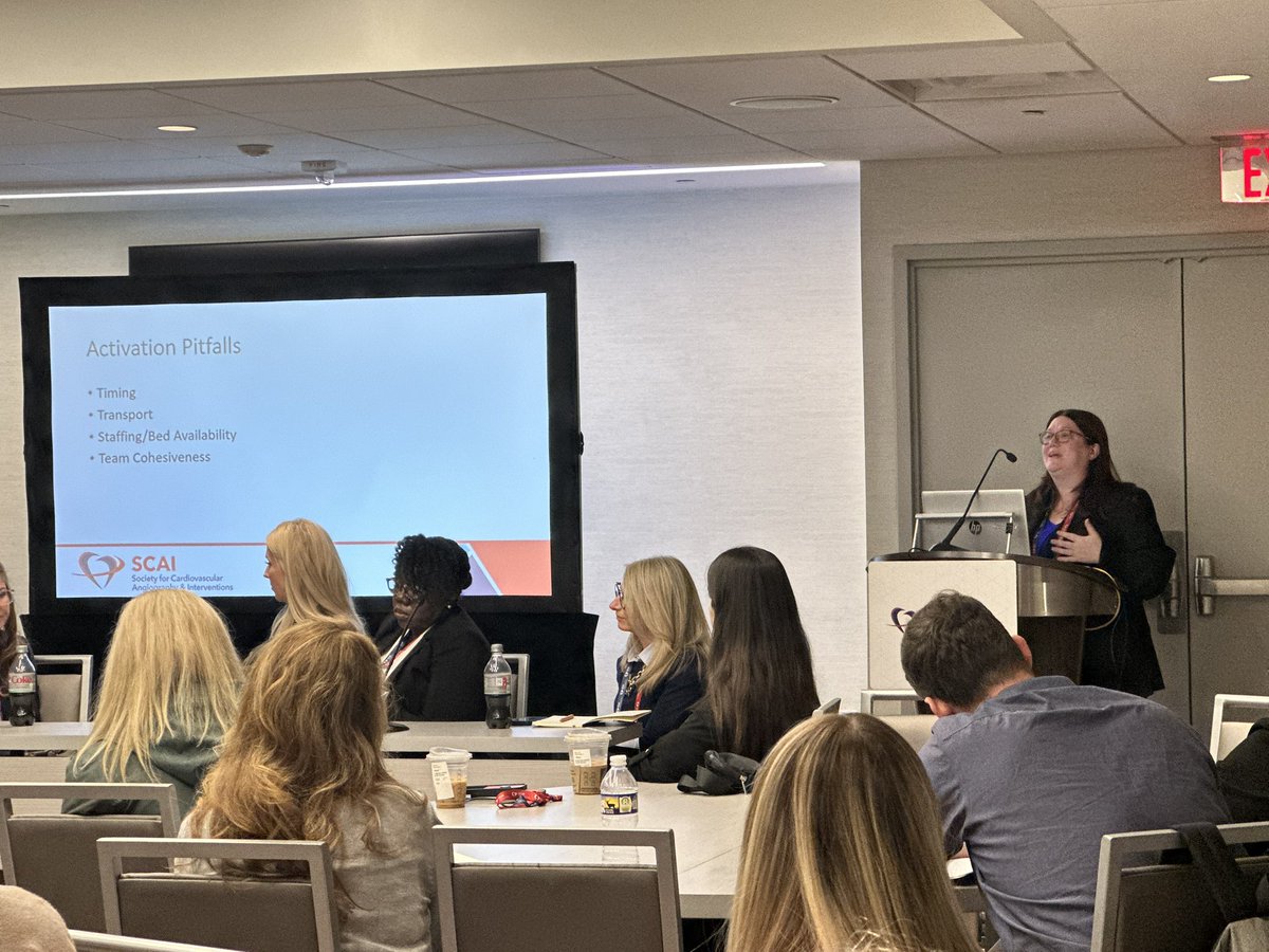 Excellent discussion by <a href="/RobinMillerPNW/">Robin Miller</a> about the Shock activation process <a href="/SCAI/">SCAI</a> ! Great breakout session on all things Shock coordinators 🫀