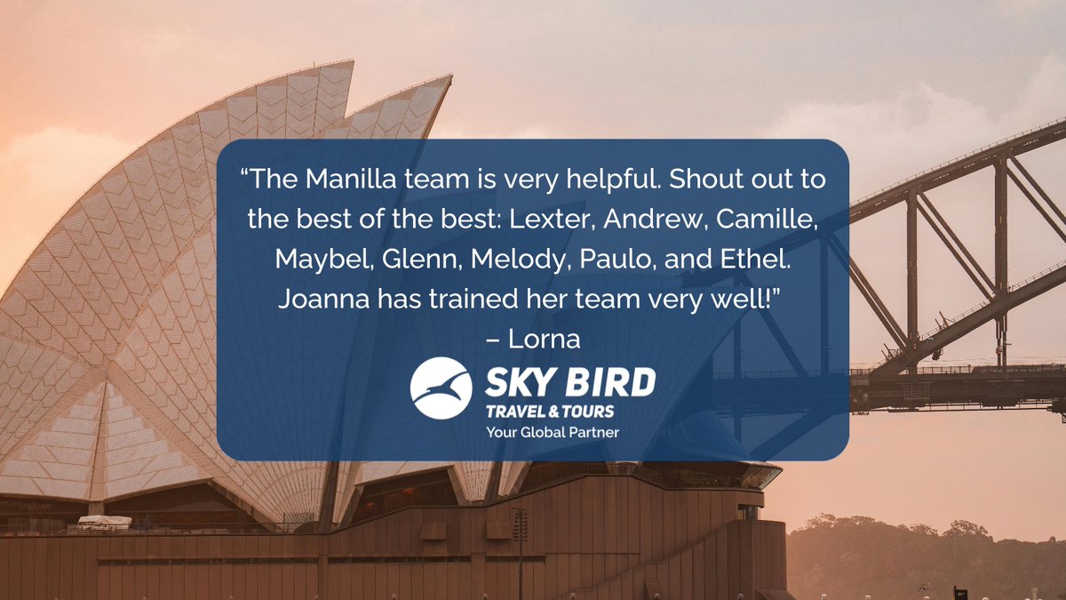 SkyBirdTravel's tweet image. Discover what Sky Bird’s valued clients have to say about their booking experience on our social media and homepage!

If you want to be featured next, then leave a review on Facebook, Google, or SkyBirdTravel.com!

#SkyBird #SkyBirdTravel #WINGS #AirlineConsolidator