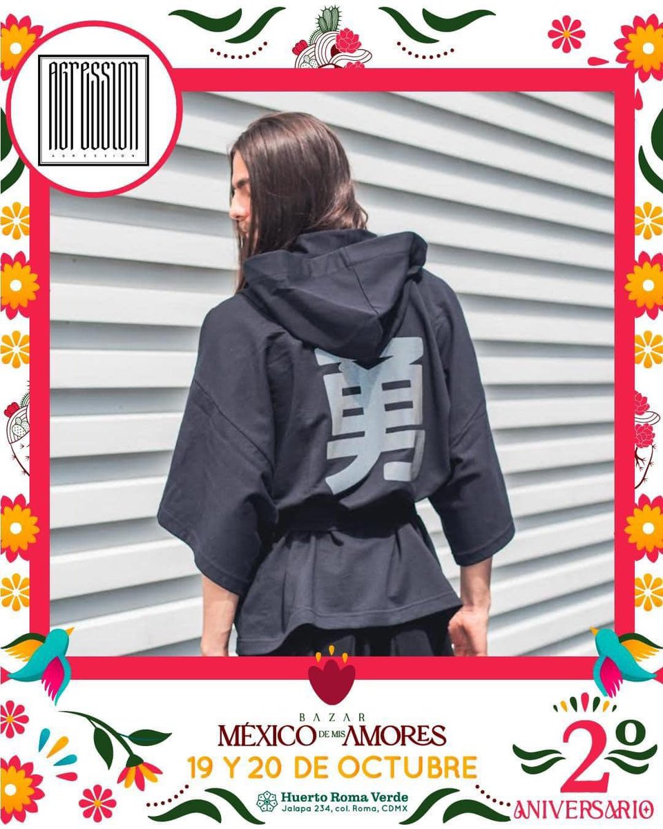 AgressionA's tweet photo. Este fin de semana: 19 y 20 de octubre visítanos en #BazarMéxicodemisAmores, ubicado en @HuertoRomaVerde.
 
Encuentra nuestros diseños inspirados en la cultura japonesa.

📍 Jalapa 234, Roma Sur, CDMX
⏰ 10:30 a 19:00 hrs.
🚪 Entrada Libre https://t.co/RaUb4CaYin