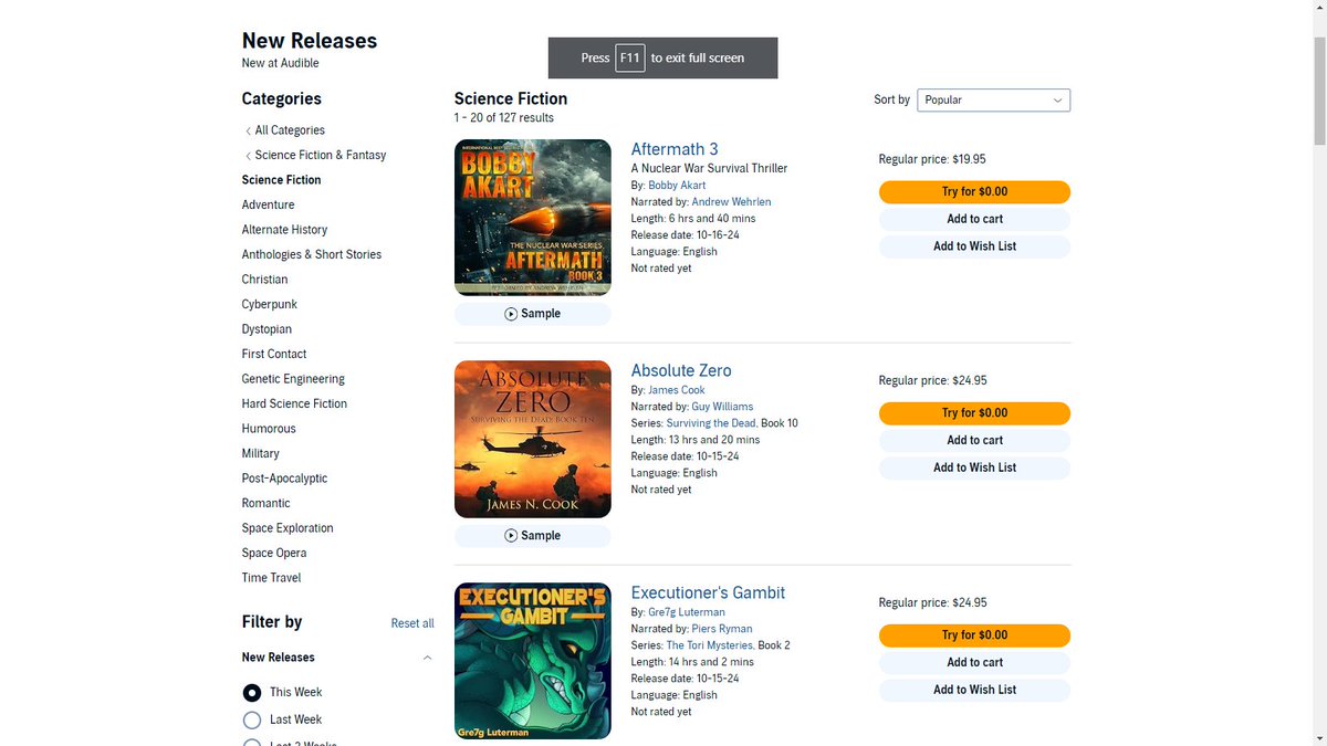 Number three in sci-fi new releases?