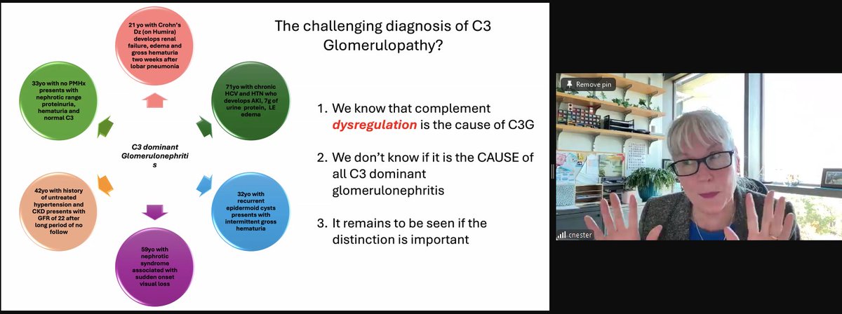 hopkinsneph's tweet photo. A fantastic and detailed #RenalGrandRounds by Dr. Carla Nester @uiowa_kidneys on pathogenesis, diagnosis, and management of patients with C3 glomerulopathy! #kidneydisease @GlomCon @ASNKidney @JohnsHopkinsDOM https://t.co/wM2vA3hl4X