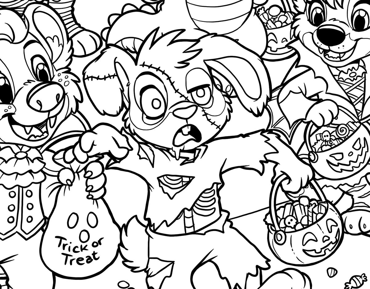 My first piece of art since BFC—a Playgrounders Halloween colouring page! It’s up now on my Patreon page for everyone to enjoy (just sign up for the free tier): patreon.com/marcimcadam