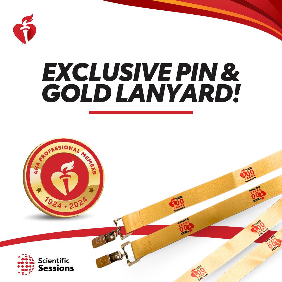 AHAScience's tweet photo. 1/ 📣 Attention members and FAHAs!
 
This year at #AHA24, we're excited to present all professional members with an exclusive member pin and FAHAs with an exclusive gold lanyard.
 
Stop by the membership booth for your pin, and the registration desk for your FAHA gold lanyard. https://t.co/boDHKRy4Y7