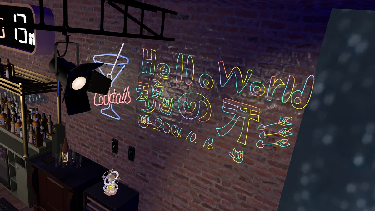 haSbiroco610's tweet photo. 今週のハロワ
PCVRで参加しました。
カメラムズカシイ(ΘωΘ):
#HelloWorld_VRC
#ハロカフェバー https://t.co/cbekW3LA2h