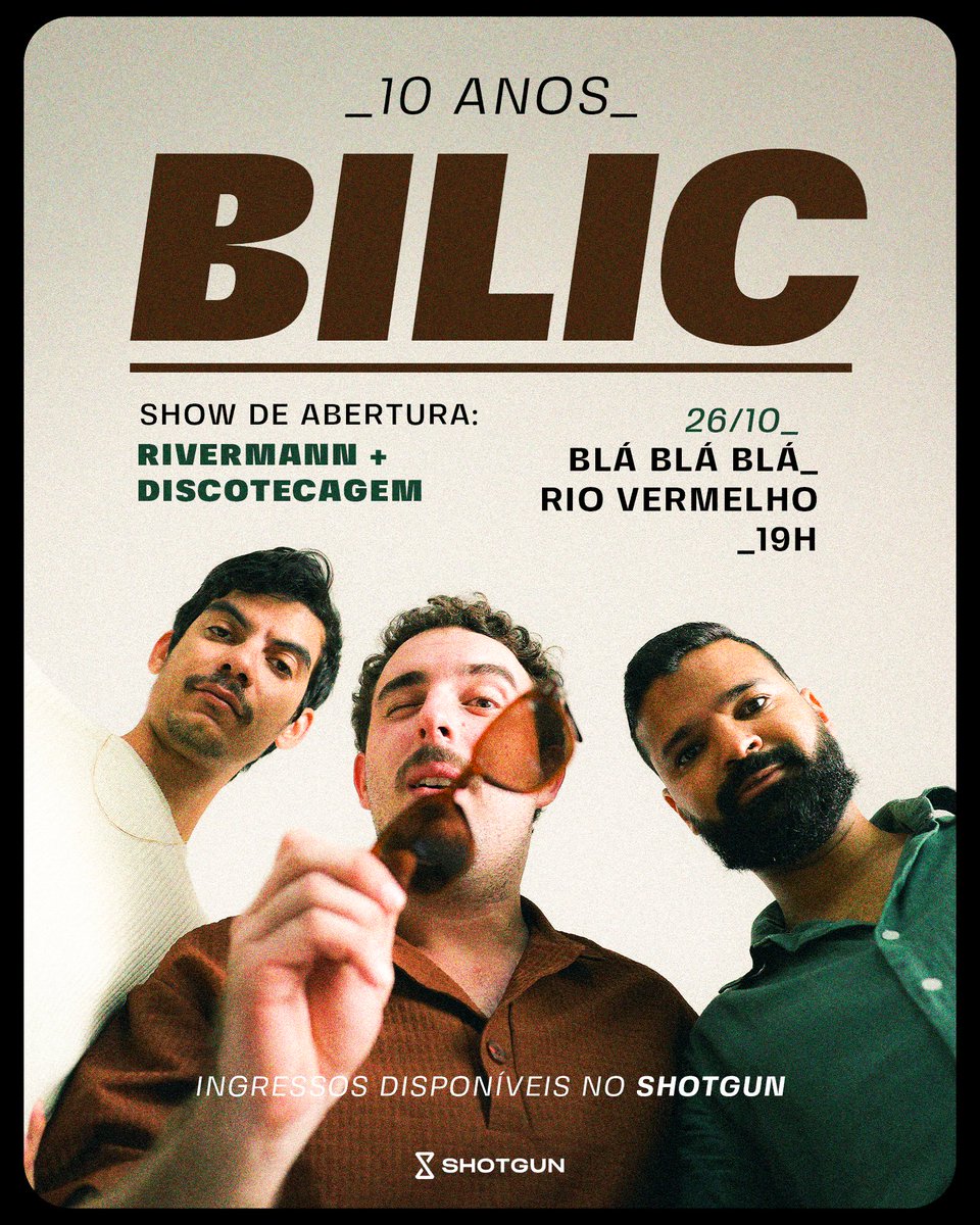 bilicoficial's tweet photo. um dia depois, dia 26 de outubro, a gente sobe ao palco pela última vez como Bilic no Rio Vermelho para celebrar esta década e nos despedirmos oficialmente com vcs.

venha participar desta noite memóravel &amp; especial conosco. garanta seu ingresso antecipado
https://t.co/K944QvuI3Z https://t.co/ybdhfeTgK5