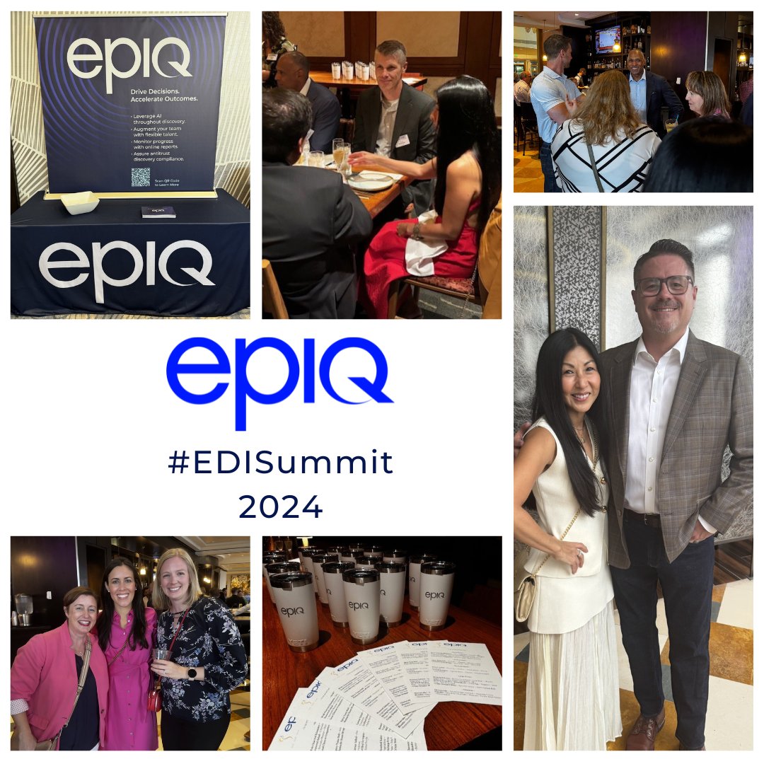 EpiqGlobal's tweet image. The EDI Leadership Summit is a wrap! It’s been a pleasure connecting with our industry peers. Securely access discovery and AI tools through the Epiq Service Cloud, an ecosystem of people, technology, and business intelligence. 

Learn more: epiqglobal.com/en-us/services… #EDISummit