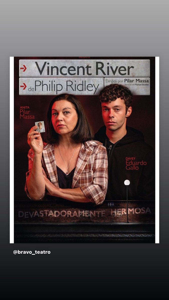 bravoteatro's tweet photo. “VINCENT RIVER”, un thriller de Philip Ridley sobre los delitos de odio se presentará los próximos días 1,2 y 3 de noviembre en la Sala Mirador

Link de venta de entradas 🎟️ 
https://t.co/om7YlqqnG9

#vincentriver #salamirador https://t.co/D0RXLso9Cl