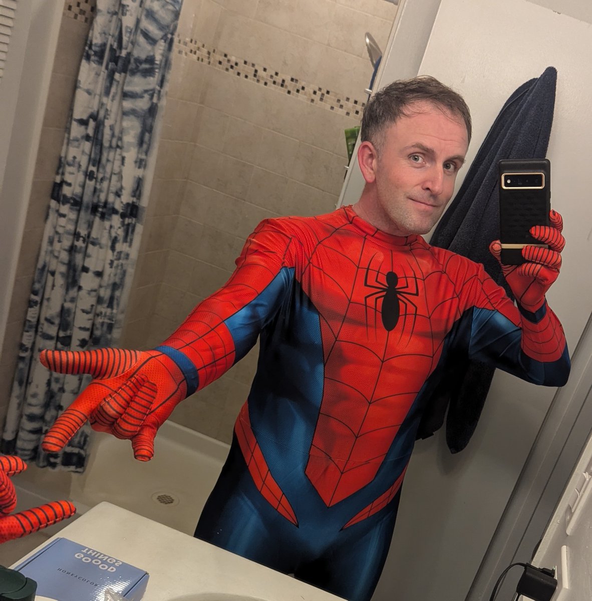 dixonij's tweet photo. Thwip.
(Robe is on the way)
#SpiderDad https://t.co/Cru9aPjQ7e