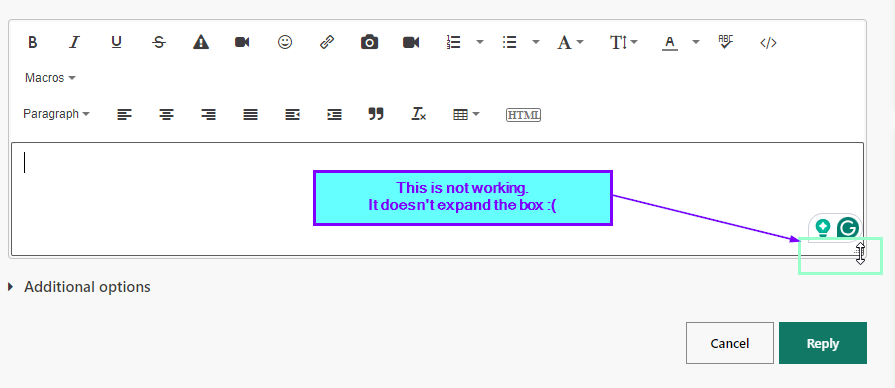 quantumudit's tweet photo. @MSPowerBI I have been using the Microsoft Fabric Community forum for a couple of months now, and one of the most annoying issues is that I cannot expand the reply box. 

Am I missing something here? Please help.

#powerbi #msfabric https://t.co/CSSbwDUrTm