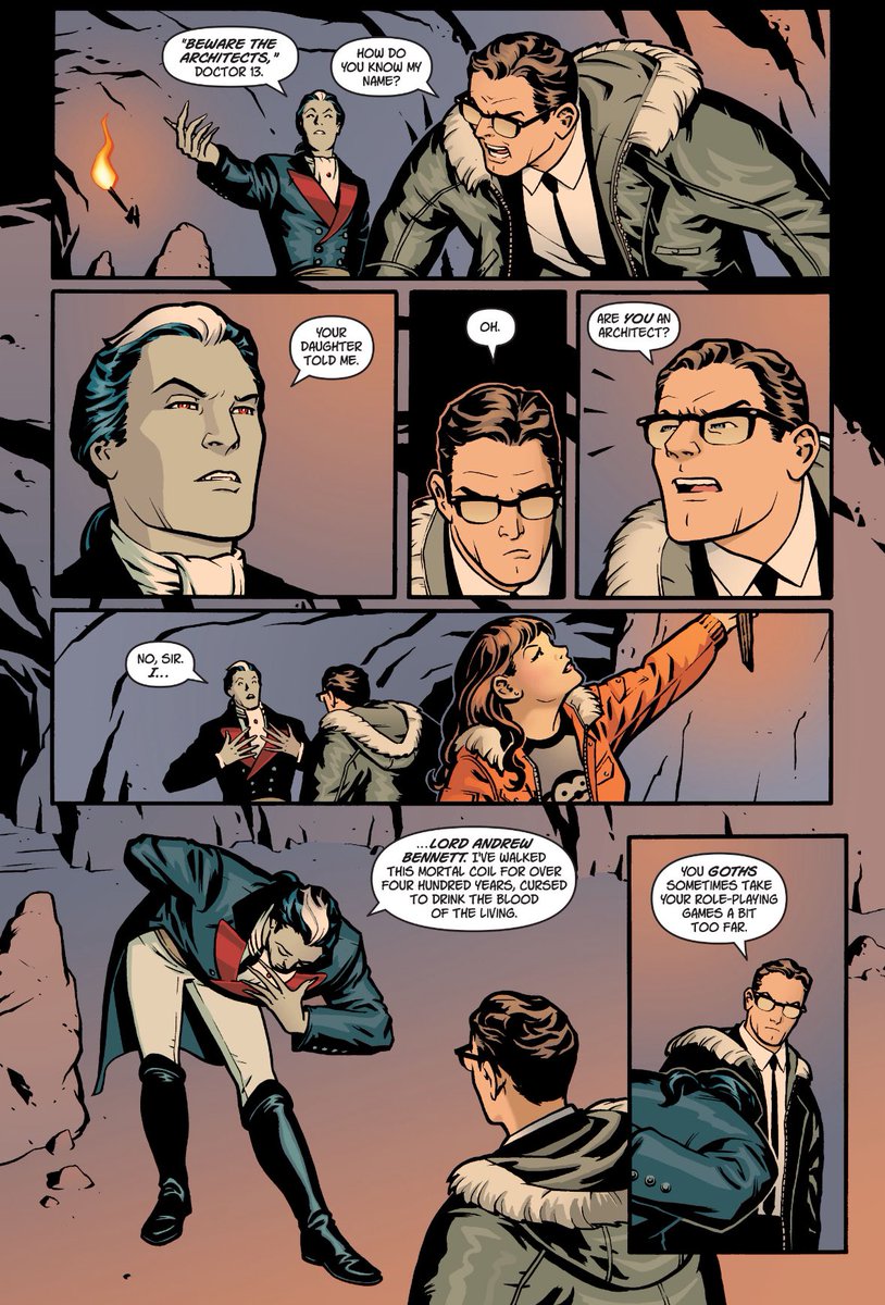 chelsdaniel280's tweet photo. A Skeptic Meets a Vampire 🧛‍♂️
(Tales of the Unexpected #2 - “Architecture &amp; Mortality, Part Two” - Brian Azzarello, Cliff Chiang, Patricia Mulvihill, and Jared K. Fletcher)
#DoctorThirteen #IVampire
#AndrewBennett #TraciThirteen
#vampires #dccomics https://t.co/T8YxfhBzqg
