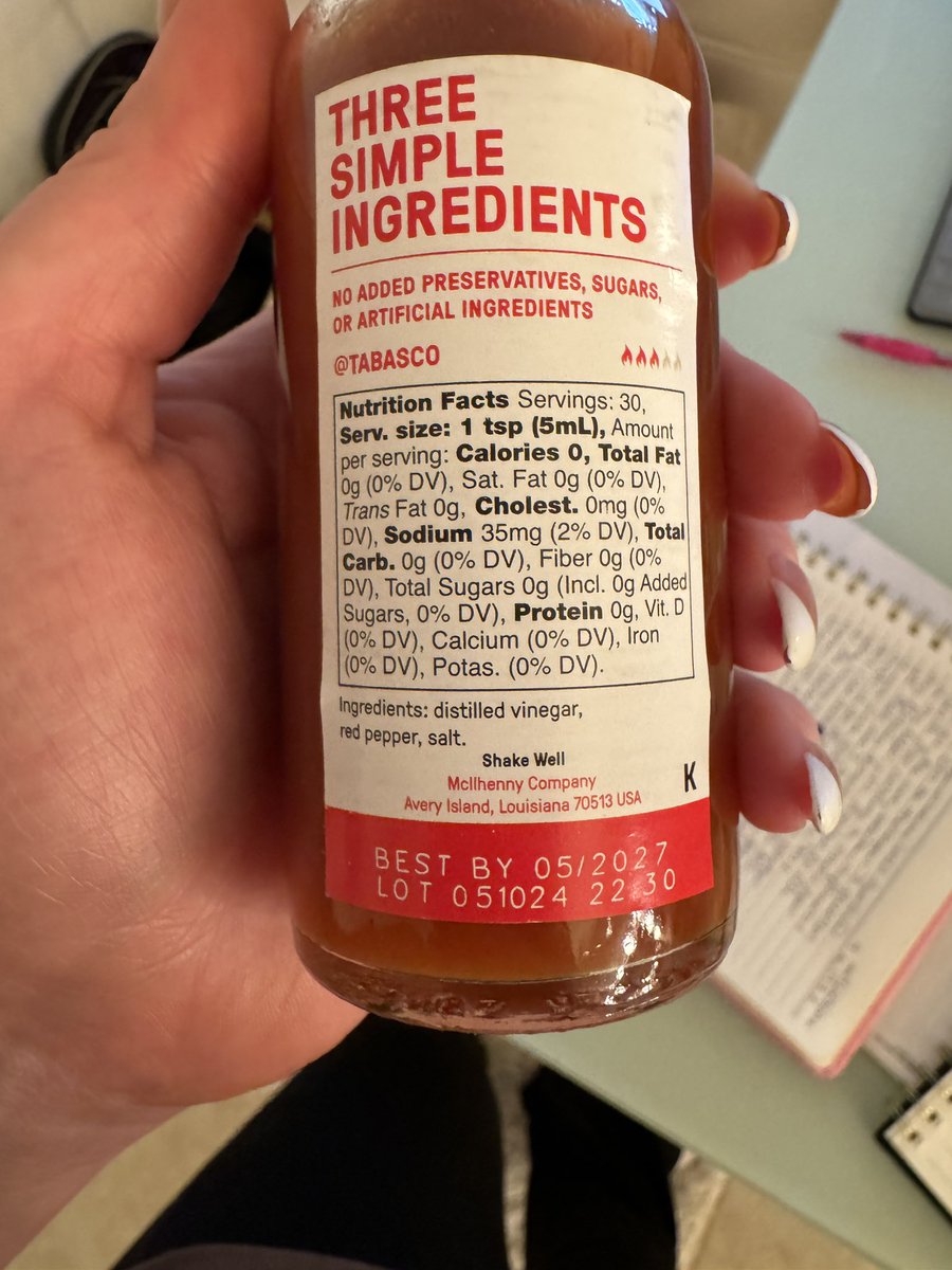 1BeautyMichelle's tweet photo. What the hell @Tabasco Looks like my bottle decided to skip the flow restrictor, so instead of a little kick, my soup got the whole damn volcano 🌶️🌋! Batch number attached in case you want to investigate this fiery flood. (photo attached) #TabascoTsunami #TooHotToHandle https://t.co/4kyYyJraNP
