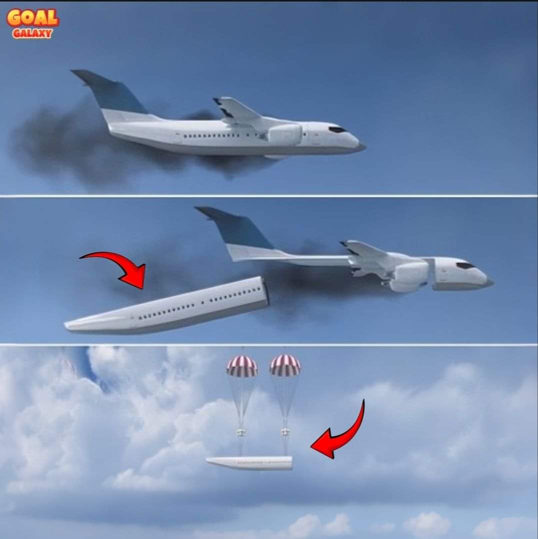 👉 Scientists are working on a detachable plane cabin to save lives.

👉 It consists of a detachable cabin that can be ejected at any time—during takeoff, mid-flight, or landing—allowing passengers to land safely. Parachutes attached to the cabin automatically open when it