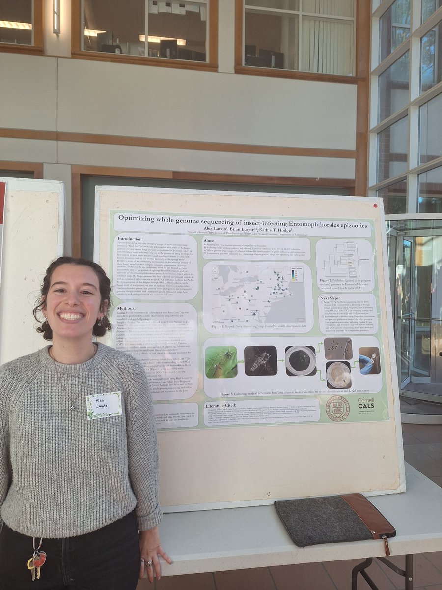 isakoditomassi's tweet photo. Had a great time presenting last week at #CornellSIPS Decennial Symposium, and was glad to see #CornellPPPMB out in full force. Some of the lab made it out, too!

Also lucky to check out the functional genomics work of @moldymicrobe and the rad entomopathogen work of @alexlando_ https://t.co/YlXqJ4gjBr