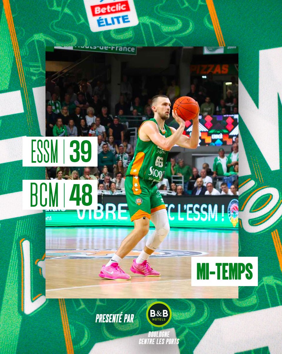 ESSMbasket's tweet photo. ⏸️ 𝐌𝐢-𝐭𝐞𝐦𝐩𝐬
S'ils ont compté jusqu'à 14 points de retard, les stellistes entretiennent leur mission commando afin de revenir dans ce match 😤
🌟 10-4-1 FOX 🦊
🌟 10-0-1 @DreeGholston4
Il va falloir lâcher les chevaux au retour des vestiaires et remporter cet #Opalico 🔥 https://t.co/BdmXShe63Z