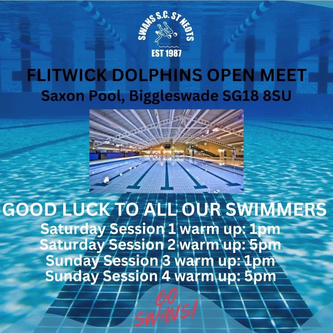 Swans are competing this weekend at the <a href="/FlitwickDolphin/">Flitwick Dolphins SC</a> Open Meet at the Saxon Pool in Biggleswade. It's our first big meet after the summer holidays and we are well up for medals and personal bests.  Go 🦢s! <a href="/stneotscouncil/">St Neots Council</a> <a href="/StNeots/">St Neot's, Cambridgeshire</a> <a href="/black_cat_radio/">Old world blues</a> <a href="/blackcatsport/">Black Cat Sport</a>