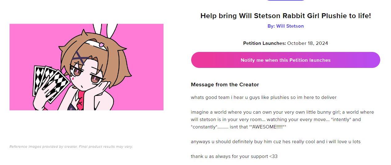 will stetson on X: &ldquo;&ndash; &ndash; ANNOUNCEMENT: ITS PLUSHIE TIME 